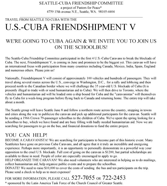 Friendshipment Caravan leaflet