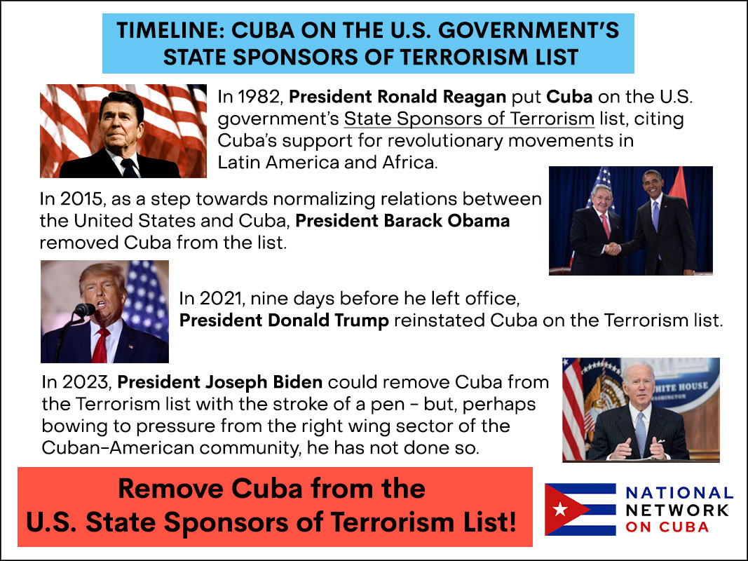 Remove Cuba from the U.S. State Sponsors of Terrorism List infographic” width=