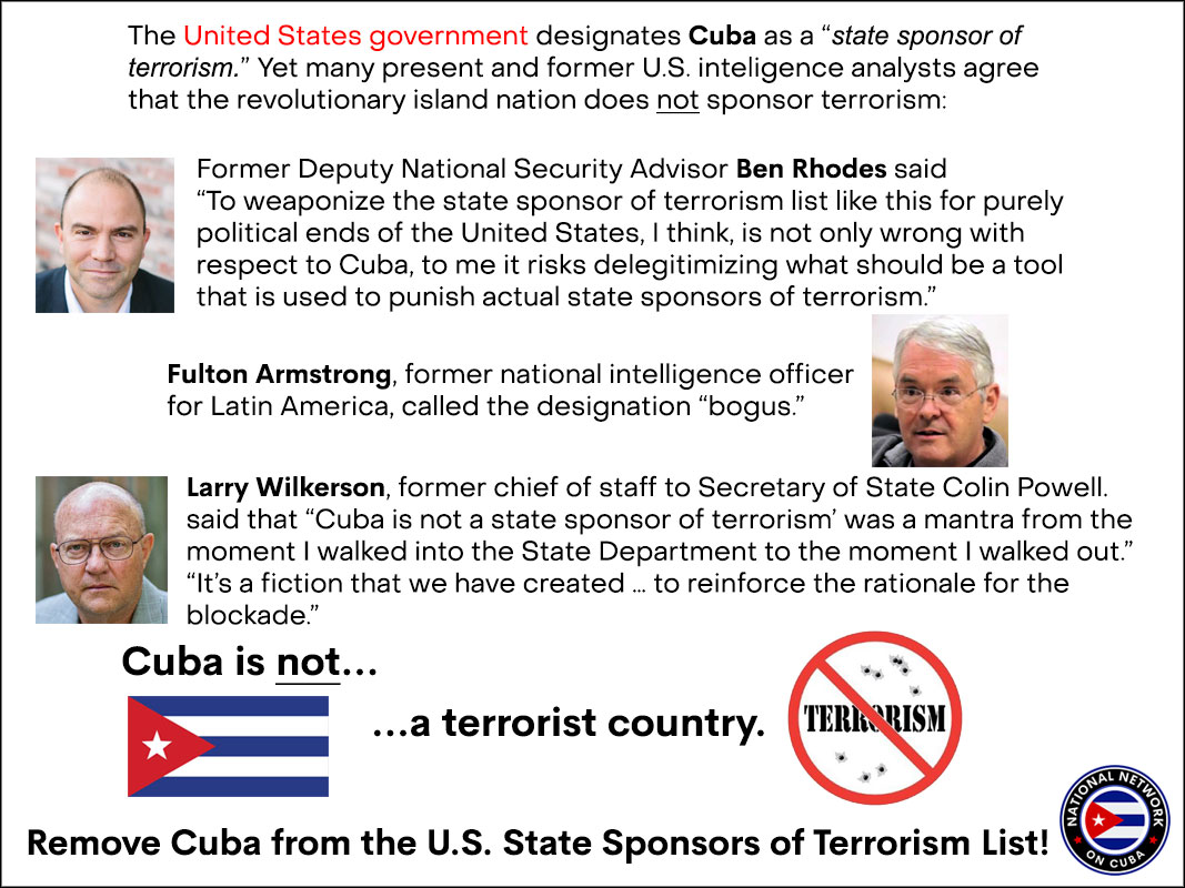 Remove Cuba from the U.S. State Sponsors of Terrorism List infographic” width=