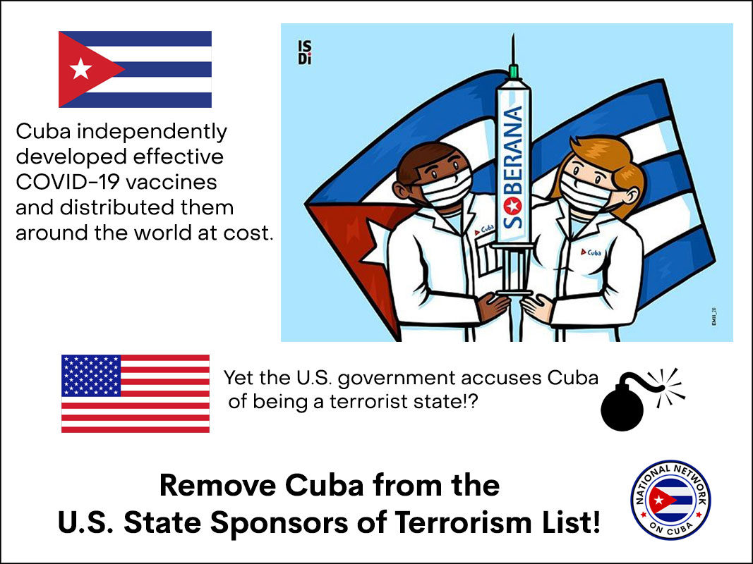 Remove Cuba from the U.S. State Sponsors of Terrorism List infographic” width=